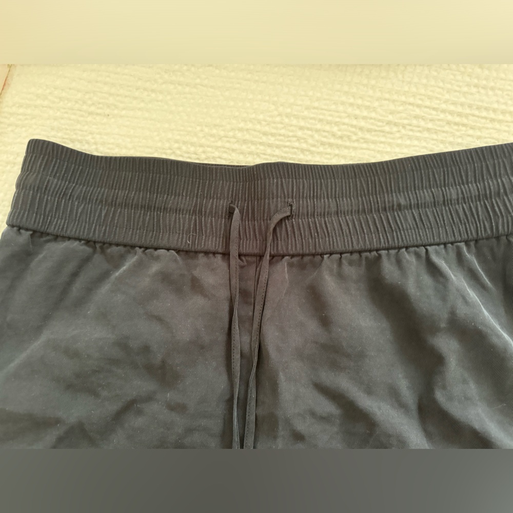 OPEN EDIT Tie Waist Pull On Shorts Womens Black Pocket High Waist - Picture 2 of 5